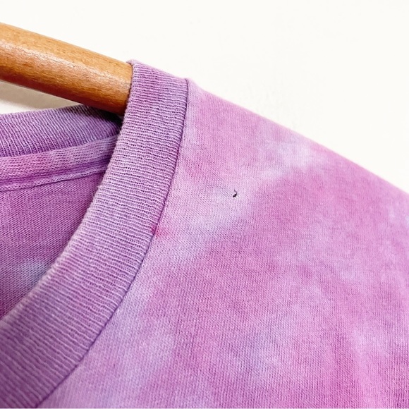 Vintage 90s Tie Dye Heart Pattern T-Shirt Single Stitch Purple Size Large Unisex - Picture 4 of 8